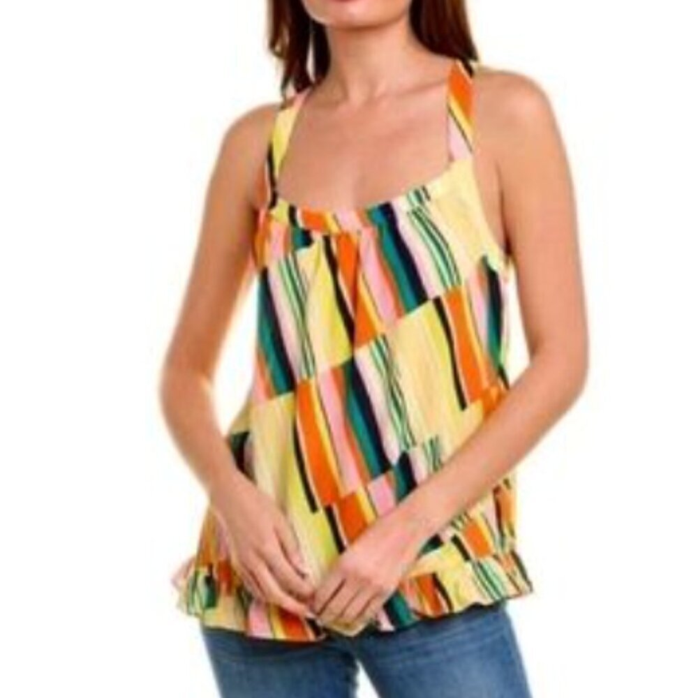 Fabulous Cabi #5979 skip Halter ruffled bottom Top Blouse  Small